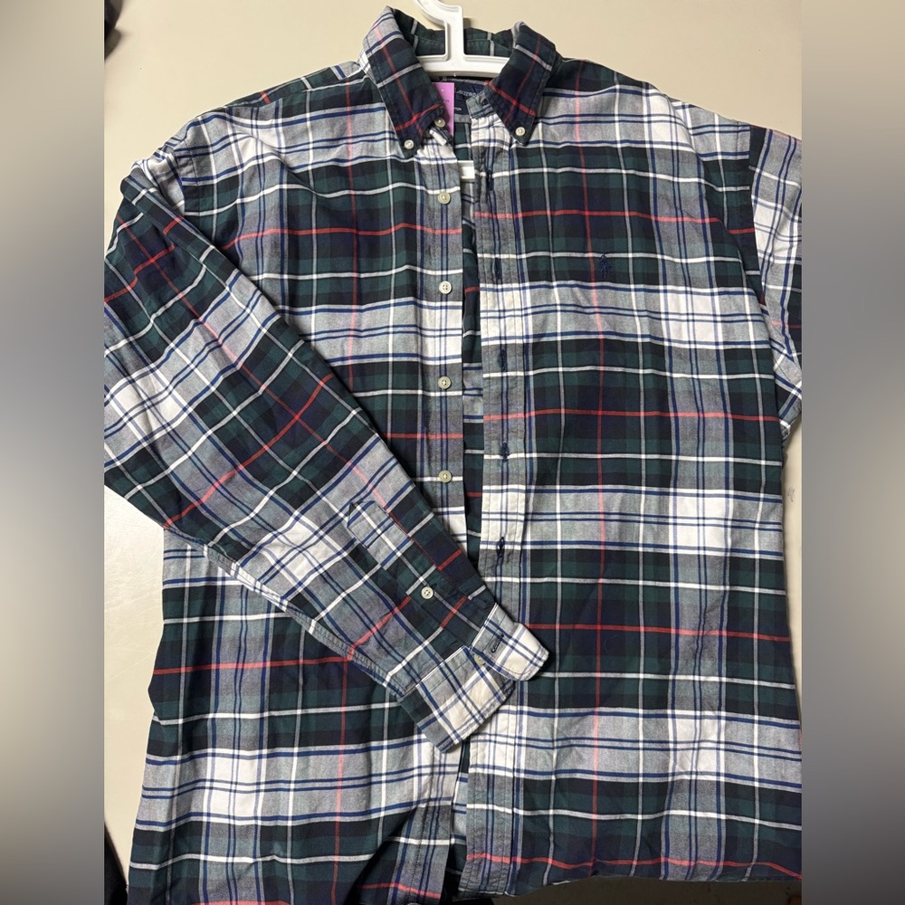 Ralph Lauren Green and Blue Casual Button Down Shirt